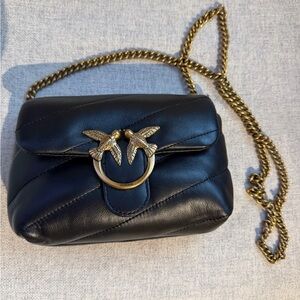 Pinko Black Crossbody Bag with Gold Chain